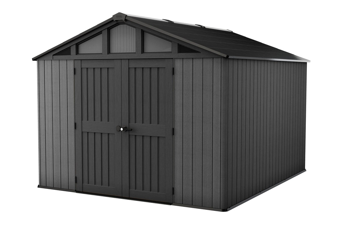 Apex Resin 2-Door Outdoor Storage Shed with Full Length Skylight, Grey, 10-ft x 11.5-ft