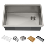 Kore Undermount Stainless Steel Single Bowl Kitchen Sink with Add-Ons, 27x19x11-in
