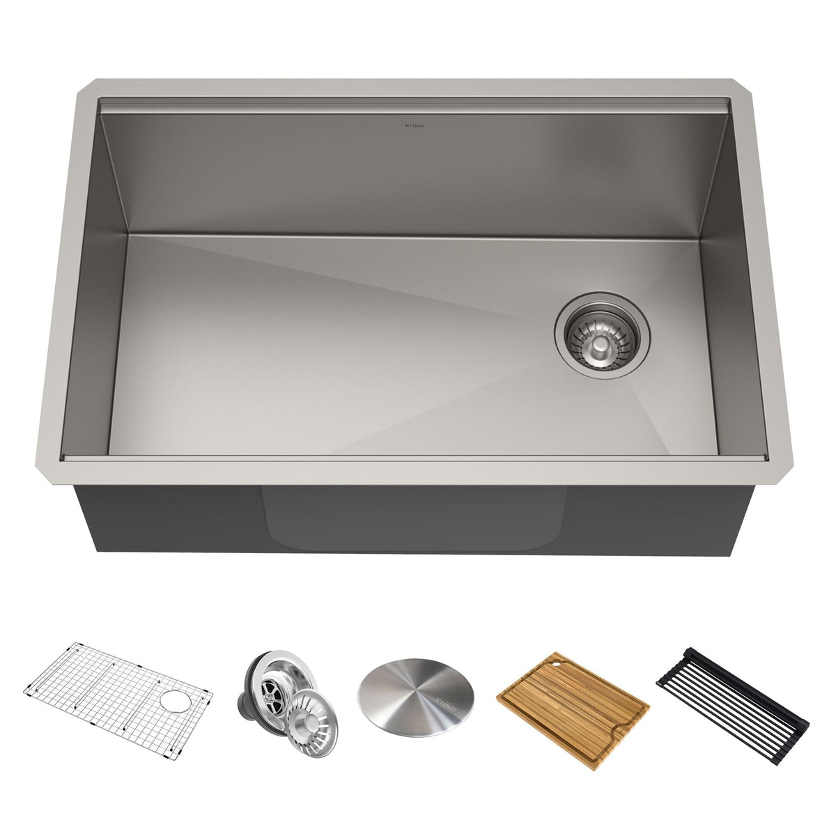 Kore Undermount Stainless Steel Single Bowl Kitchen Sink with Add-Ons, 27x19x11-in