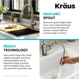 Oletto Pull-Down Single Handle Kitchen Faucet with QuickDock Top Mount Installation Assembly, Spot Free Antique Champagne Bronze