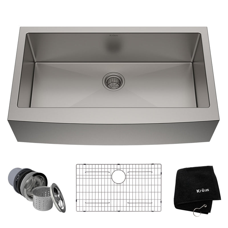 Standard PRO Apron Front Farmhouse Stainless Steel Single Bowl Kitchen Sink, 36x21x10-in I1078