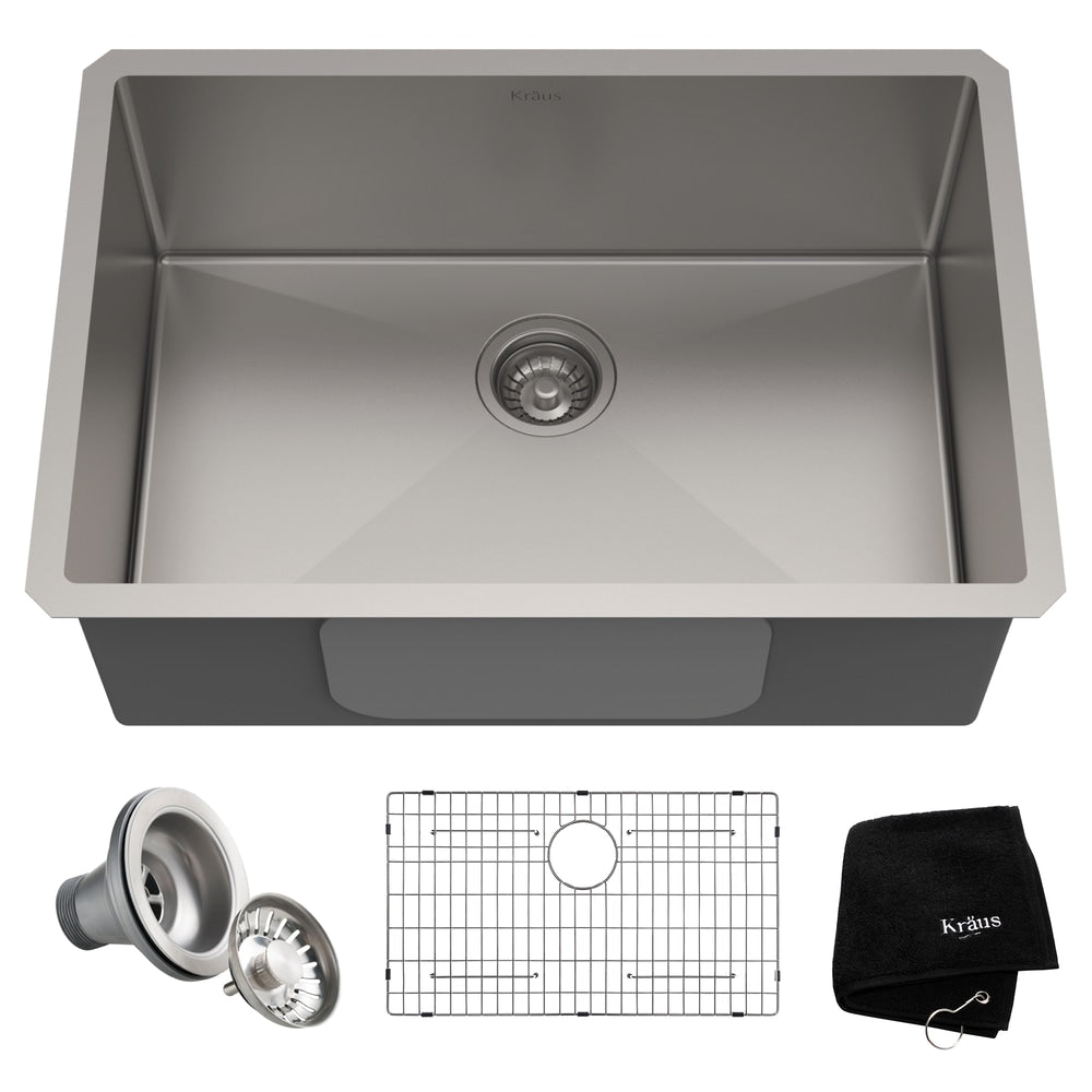 Standard PRO Undermount Stainless Steel Single Bowl Kitchen Sink, 28x19x10-in