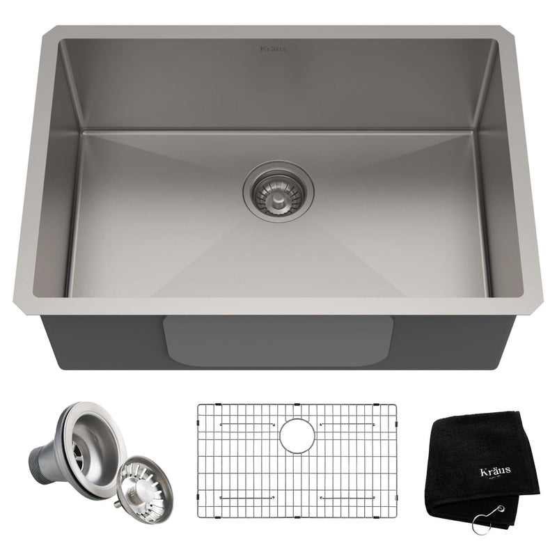 Standard PRO Undermount Stainless Steel Single Bowl Kitchen Sink, 28x19x10-in E6573