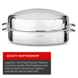 18/10 Stainless Steel Roaster with Removable Rack, 43 x 33cm