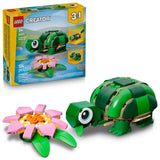Creator 3-in-1 Turtle with a Water Lily Flower Toy Building Set - 31377, 124-pcs, Ages 7+