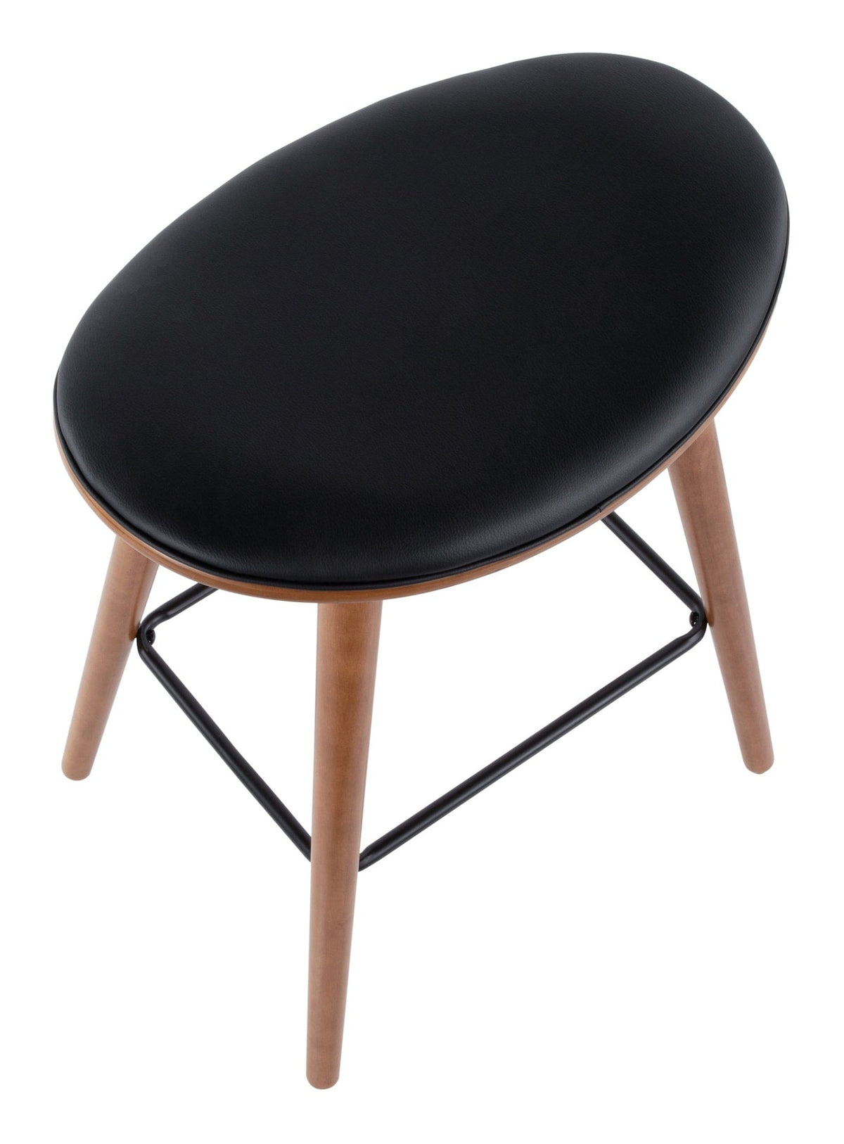 Saddle Wood & PU Leather Seat Counter/Bar Stools (2-Piece Set), Walnut/Black