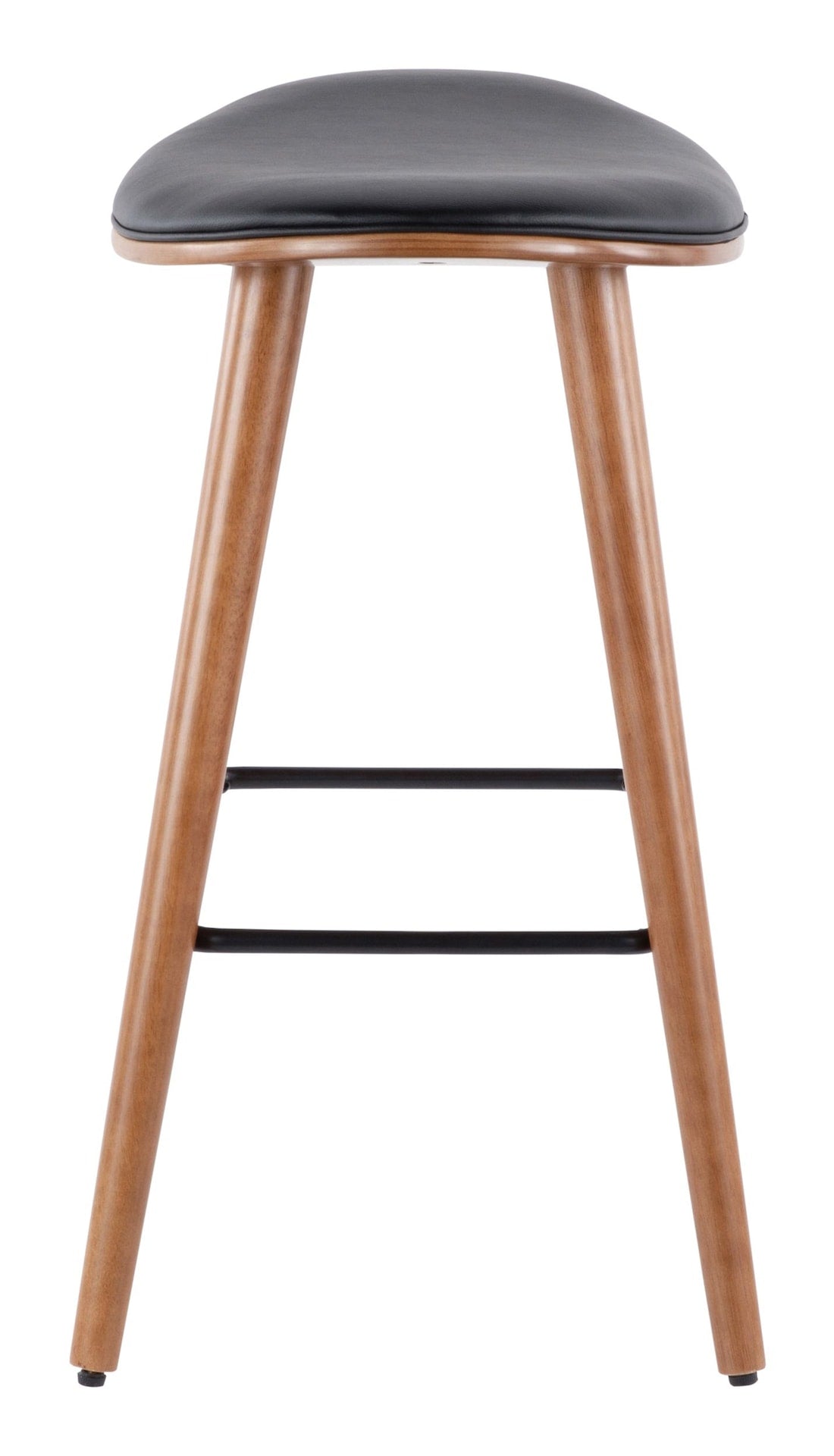 Saddle Wood & PU Leather Seat Counter/Bar Stools (2-Piece Set), Walnut/Black