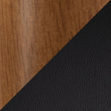 Saddle Wood & PU Leather Seat Counter/Bar Stools (2-Piece Set), Walnut/Black