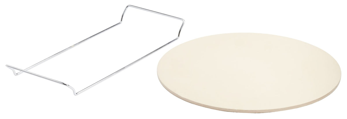 Ceramic Round Pizza Stone & Serving Rack, 15-in
