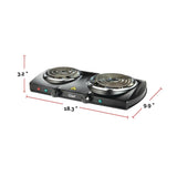 Double Burner Hot Plate, Black, 1500W