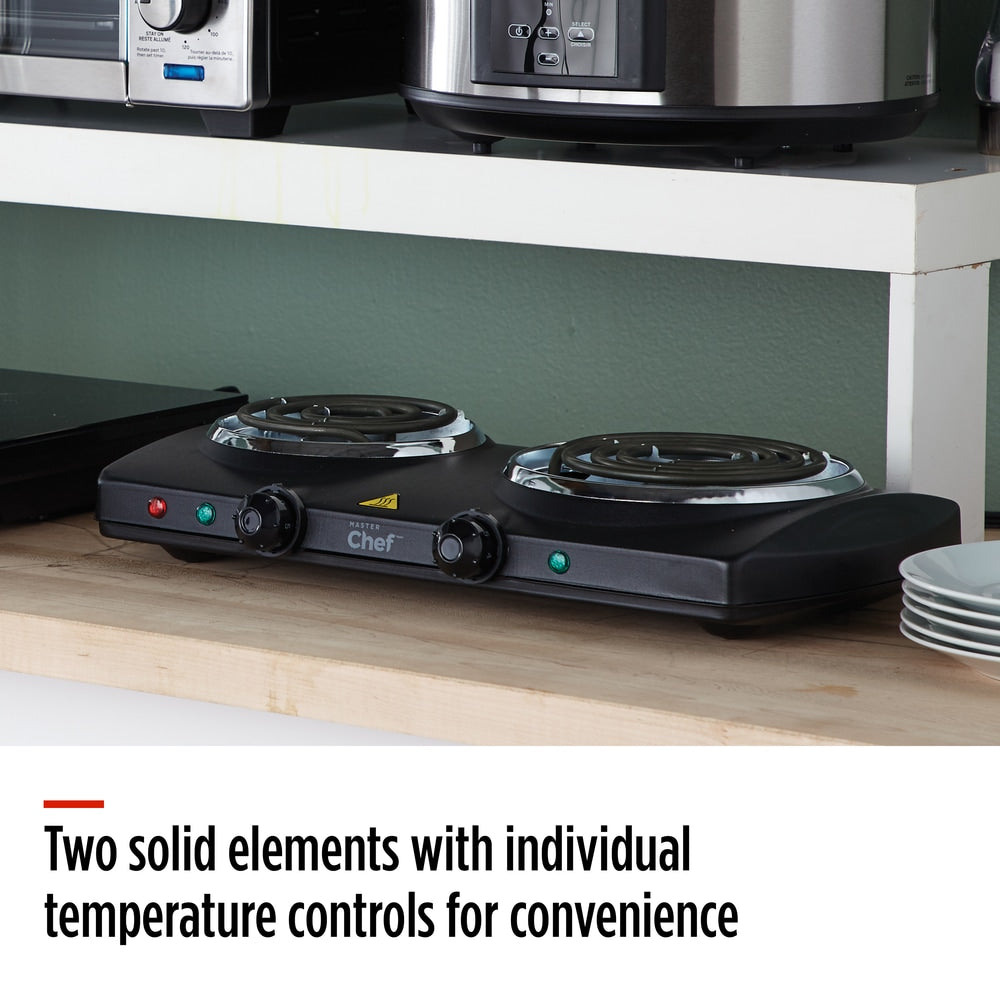 Double Burner Hot Plate, Black, 1500W
