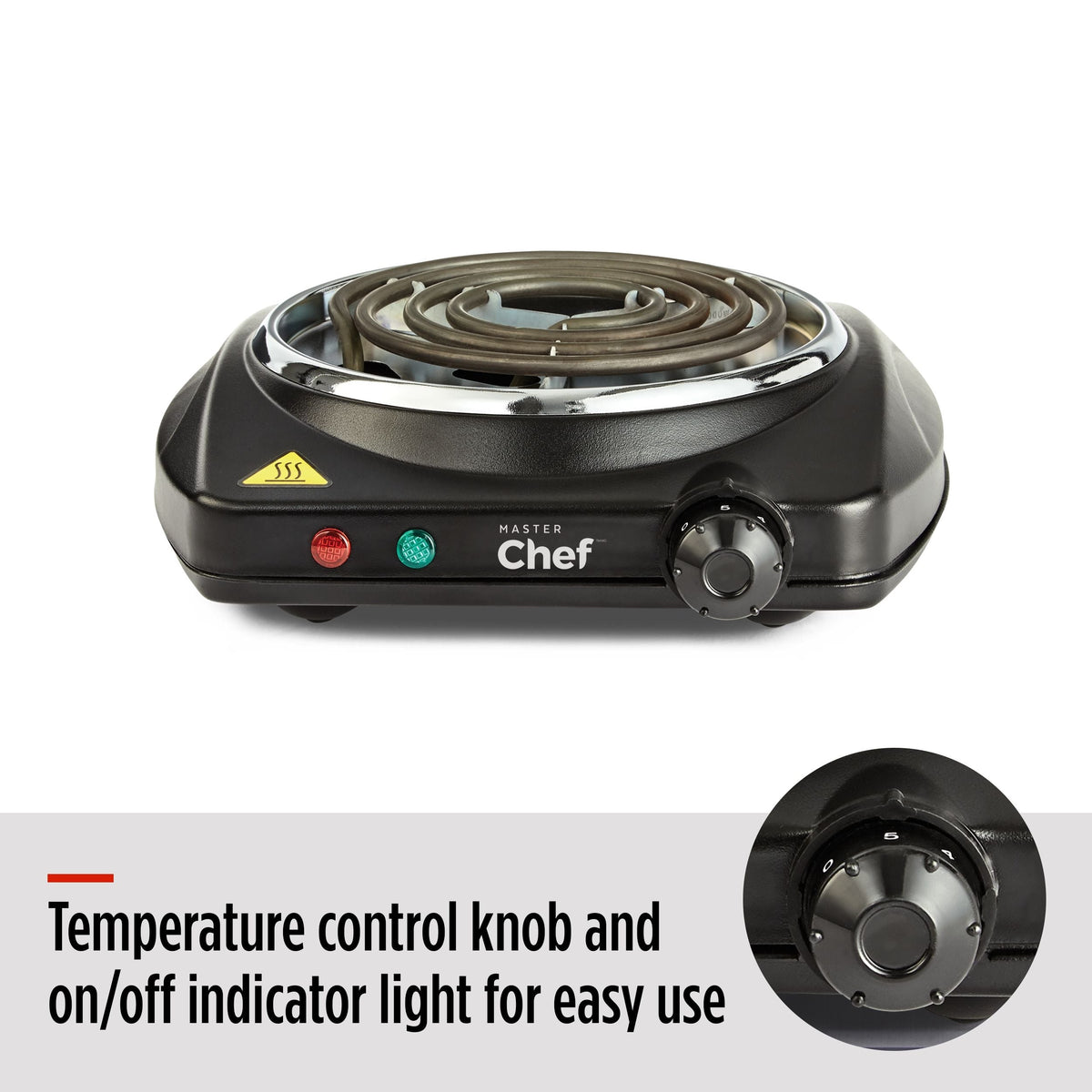 Single Burner Hot Plate, Black, 1000W