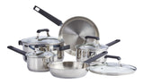 Stainless Steel Cookware Set with Glass Lids, 9-pc