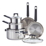 Stainless Steel Cookware Set with Glass Lids, 9-pc