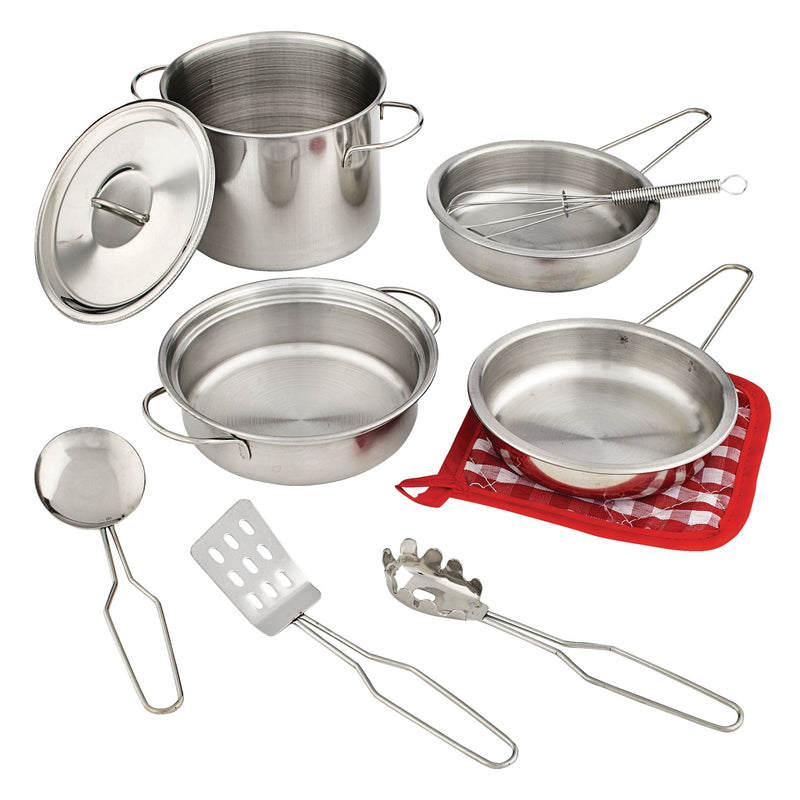 Toy Kitchen Stainless Steel Cookware Set For Kids, 10 pc, Ages 3+ W4807