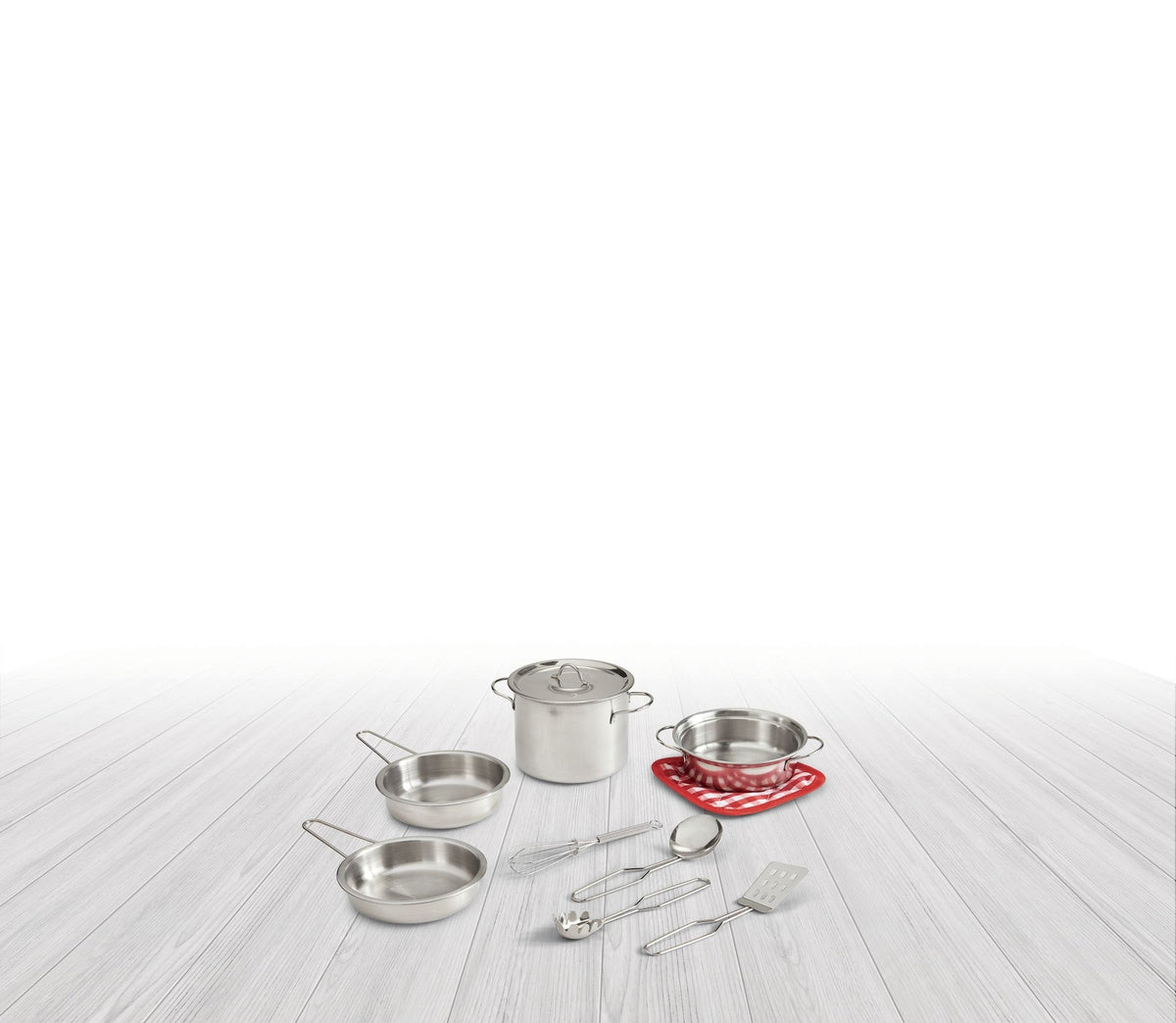 Toy Kitchen Stainless Steel Cookware Set For Kids, 10 pc, Ages 3+
