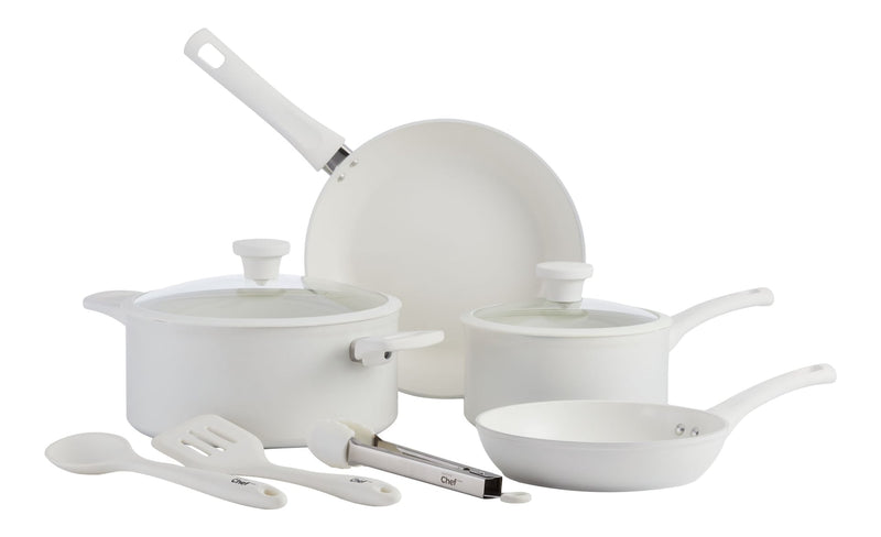 White Non-Stick Ceramic/Aluminum Cookset, 9-pc B1964