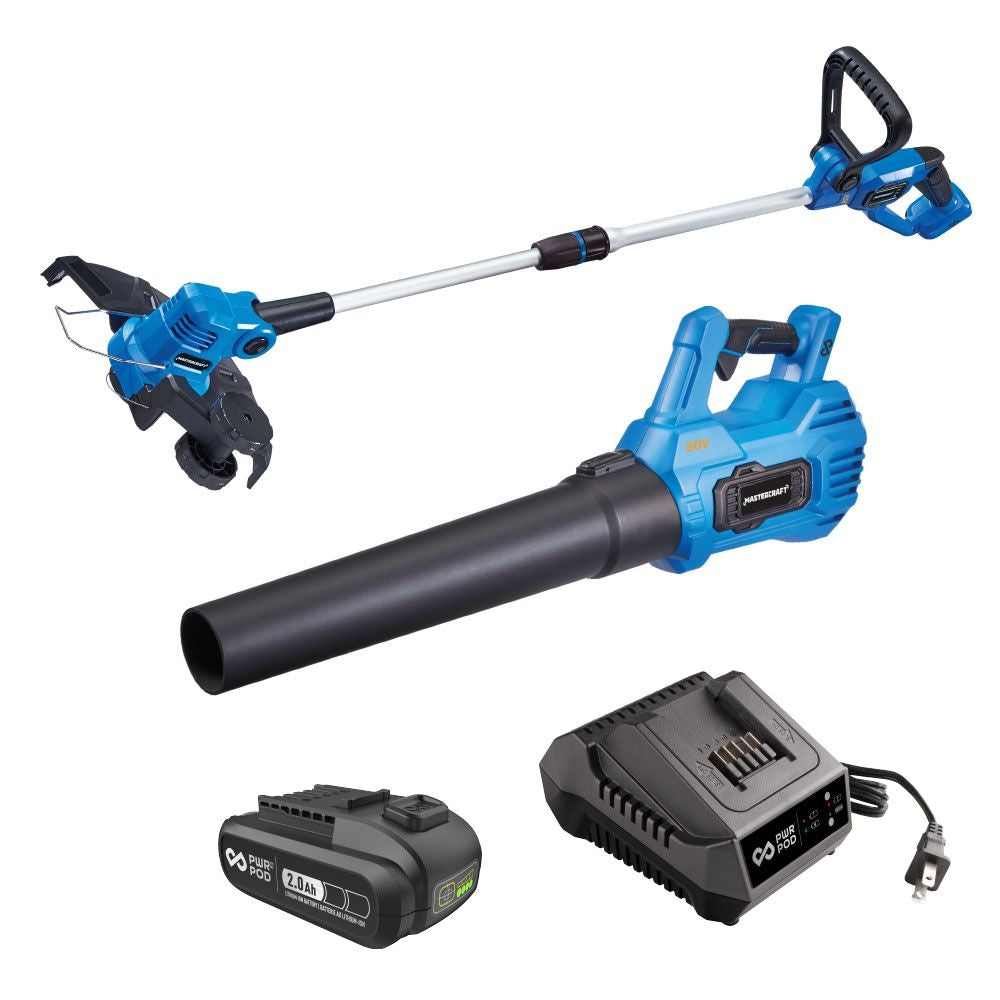 20V Cordless 12" String Trimmer and 370CFM Blower Combo Kit with 2 Ah Battery and Charger