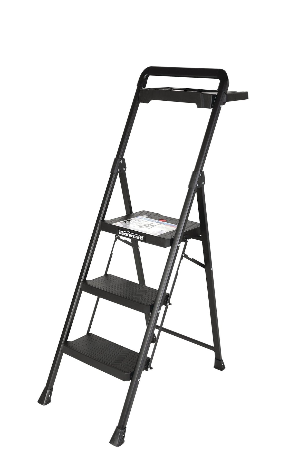 3-Step Ladder Heavy-Duty Metal/Plastic Folding Step Stool, 300-lb, 4.5 ft