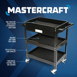3-Tier Work Cart with Swivel Casters, 250-lb