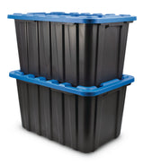 Heavy Duty Plastic Storage Box Container, 102-L, Black, 2-pk