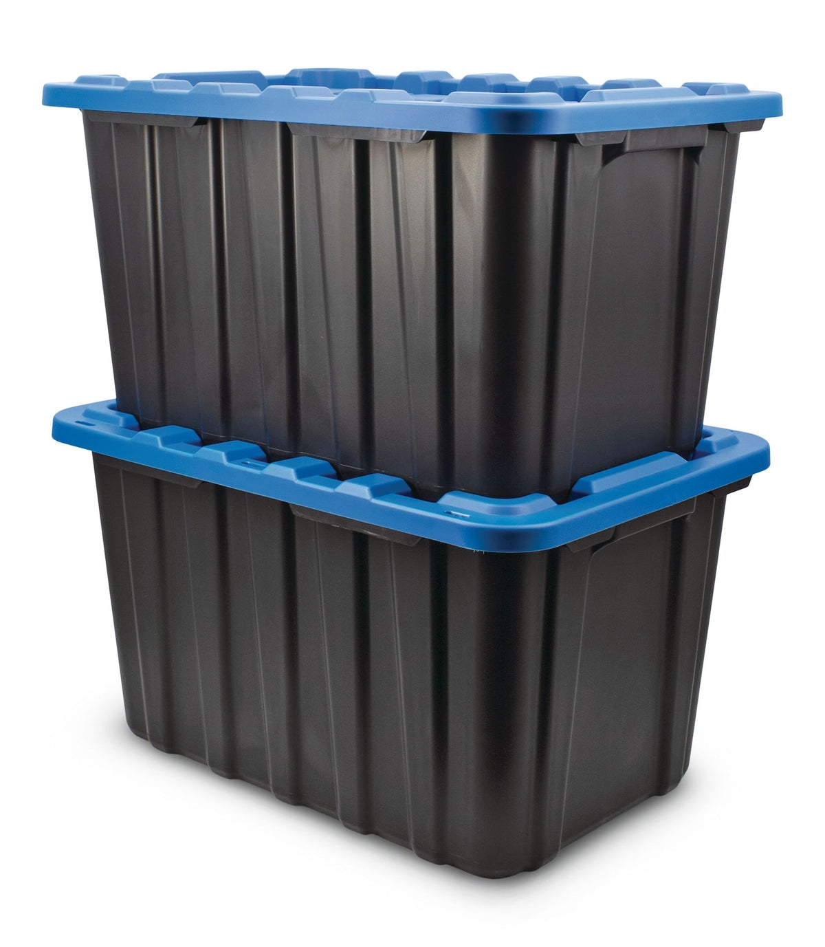 Heavy Duty Plastic Storage Box Container, 102-L, Black, 2-pk