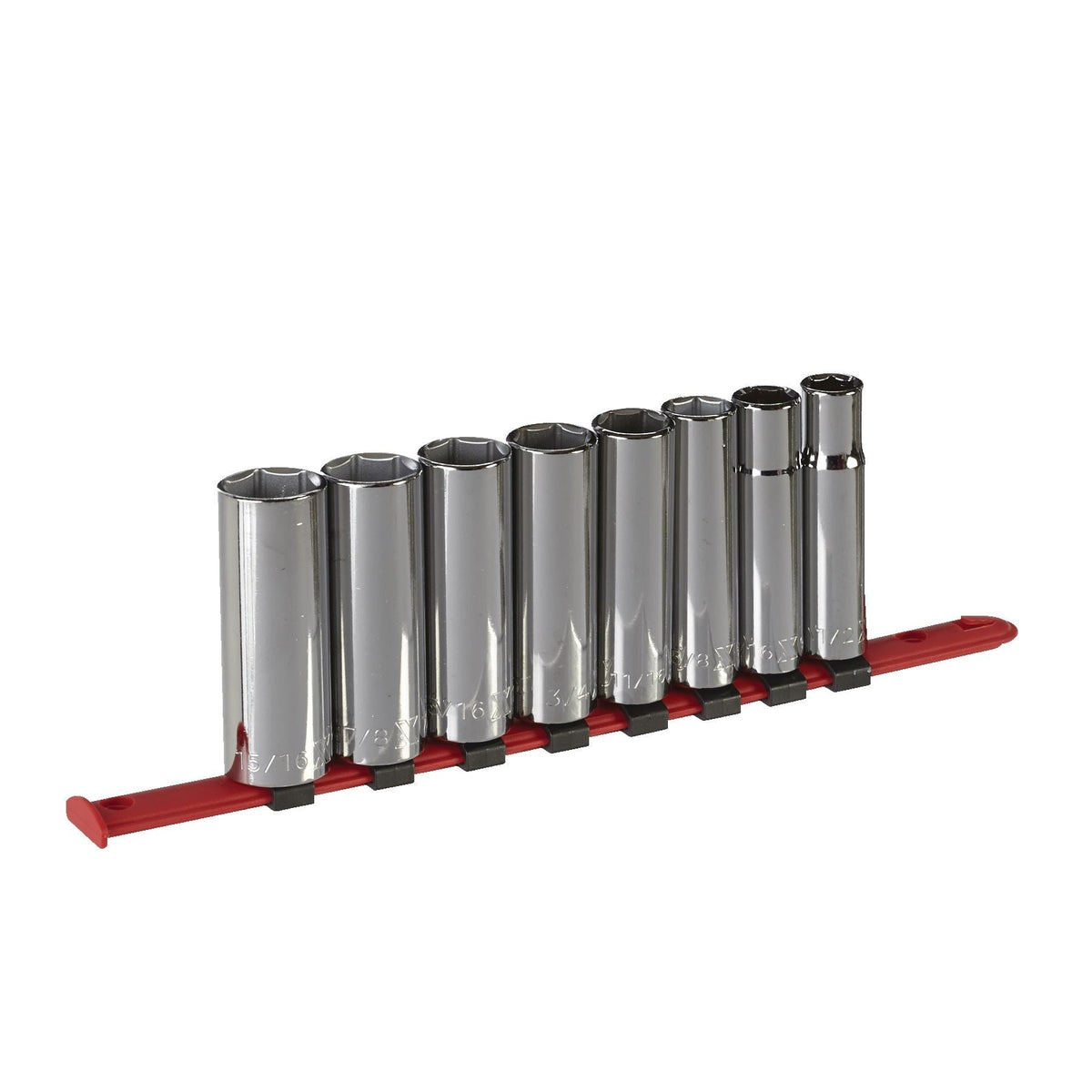 MAXIMUM 1/2-in Drive 6 Pt. Deep Socket Set, SAE, Nickel-Chrome Plating, 8-pc