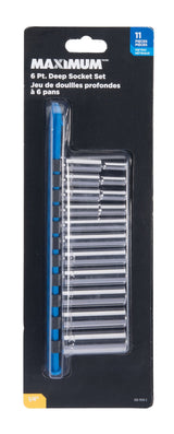 MAXIMUM 1/4-in Drive Deep Socket Set 11-pc, CRV, Nickel-Chrome Plating