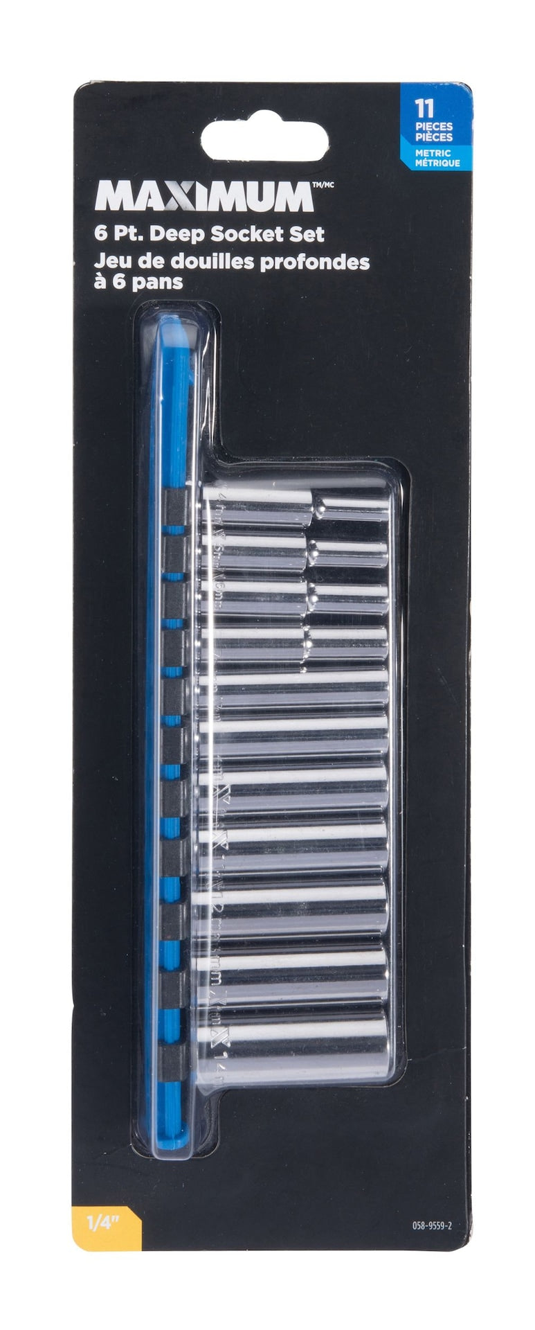 MAXIMUM 1/4-in Drive Deep Socket Set 11-pc, CRV, Nickel-Chrome Plating