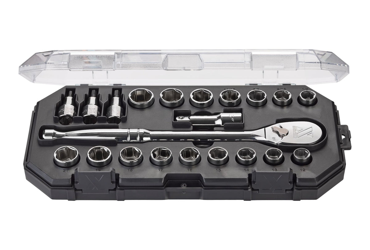 MAXIMUM 21 Piece 1/2" Drive Metric Socket Set