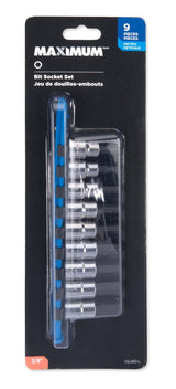 MAXIMUM 3/8-in Drive Hex Bit Socket Set, Chrome-Plated, 9-pc, Metric