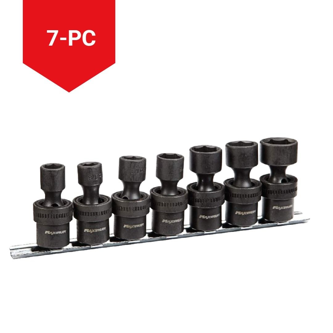 MAXIMUM 3/8-in Drive Swivel Impact Socket Set, 7-pc, SAE, CRMO