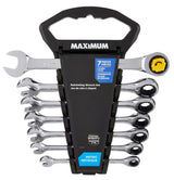 MAXIMUM Ratcheting Wrench Set, Metric, Nickel-Chrome Plating, 7-pc
