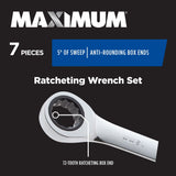 MAXIMUM Ratcheting Wrench Set, Metric, Nickel-Chrome Plating, 7-pc