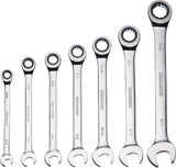 MAXIMUM Ratcheting Wrench Set, SAE, Nickel-Chrome Plating, 7-pc