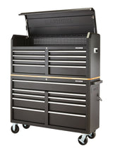 MAXIMUM Tool Storage Cabinet, Built-In Power Bar with USB, 9-Drawer, 56-in, Matte Black