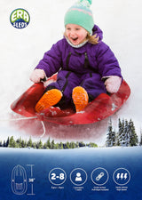 Mega Blitz Kids' 1-Person Plastic Winter Snow Sled/Toboggan with Brakes & Tow Rope