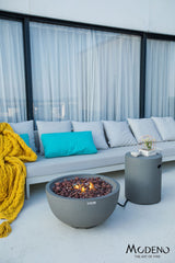 Nantucket Round Propane-Fueled Fire Bowl with Lava Rock & Canvas Cover, 40,000 BTUs, 14-in