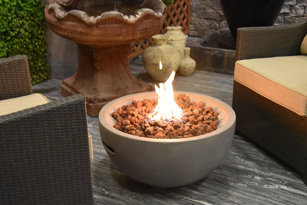 Nantucket Round Propane-Fueled Fire Bowl with Lava Rock & Canvas Cover, 40,000 BTUs, 14-in