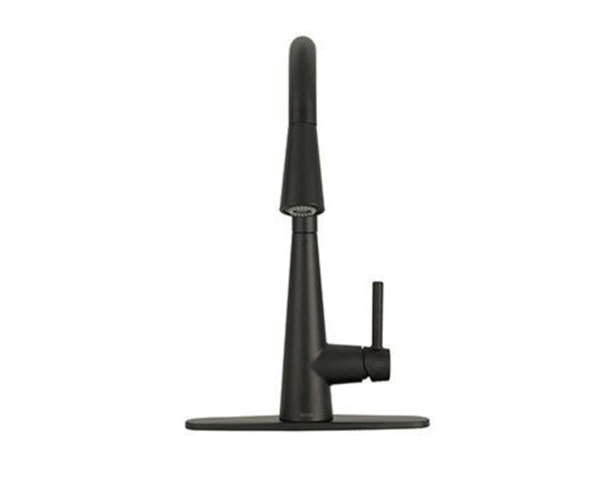 Sleek Single Handle High Arc Pull Down Sprayer Kitchen Faucet with Power Boost, Matte Black