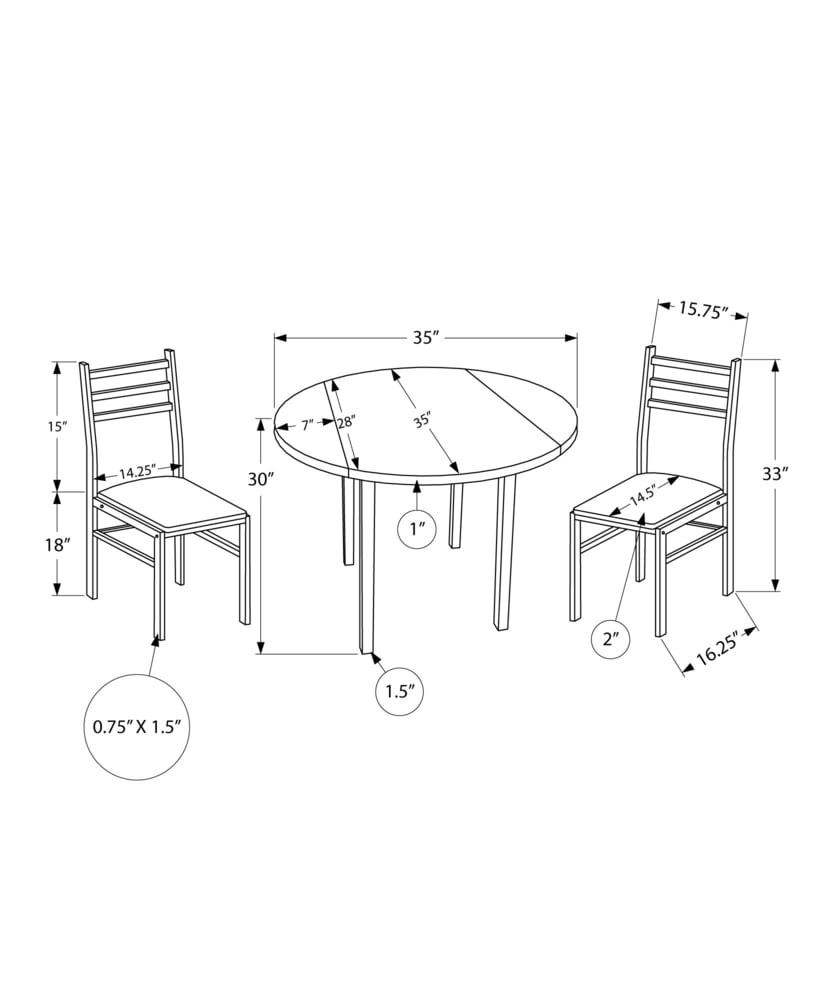 Dining Set, Taupe, 3-pc