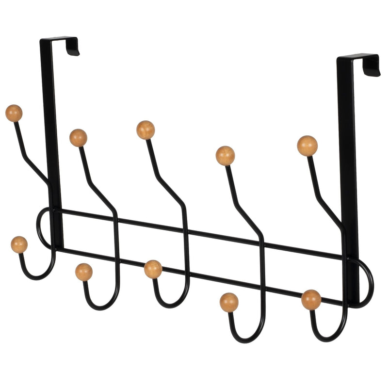 19" Over The Door Metal 5 Hook, Black D1911