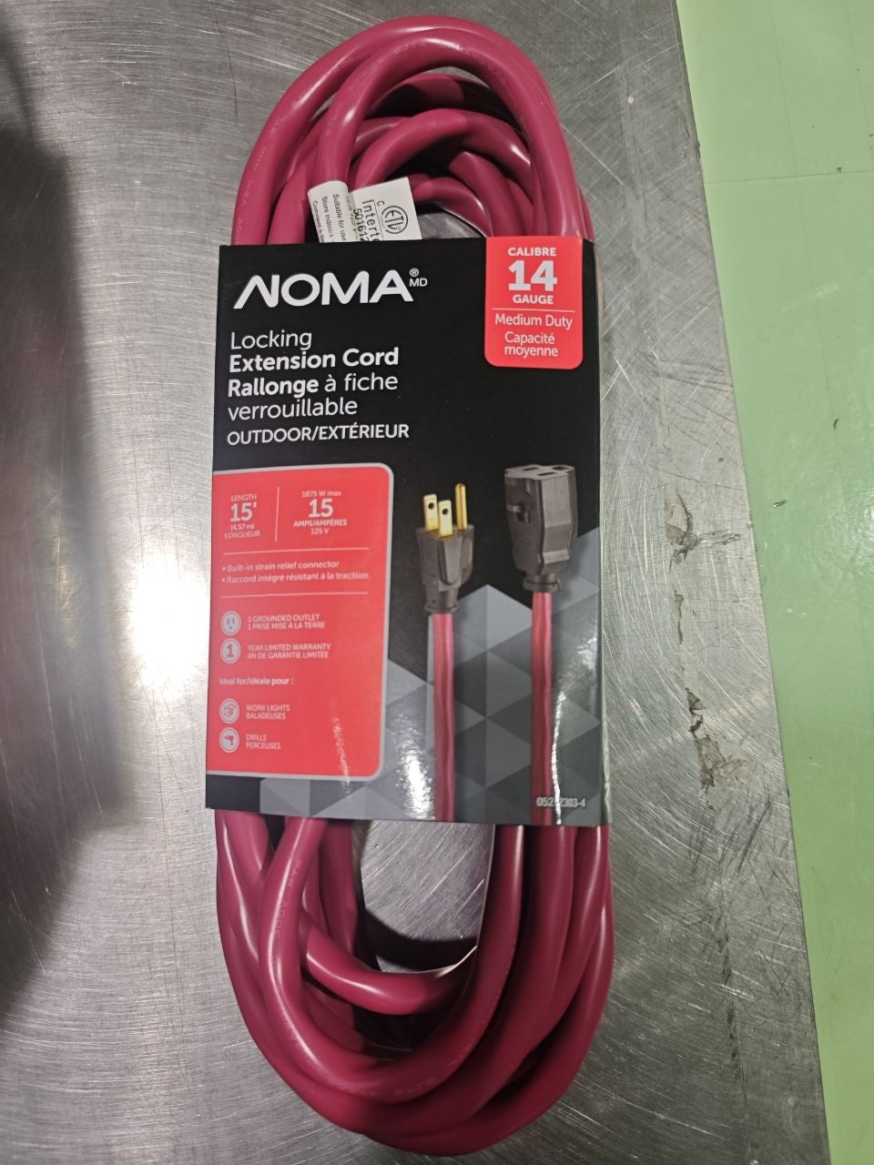 16-ft 5-in 14/3 Outdoor Extension Cord with Grounded Outlet and Locking Connector, Red