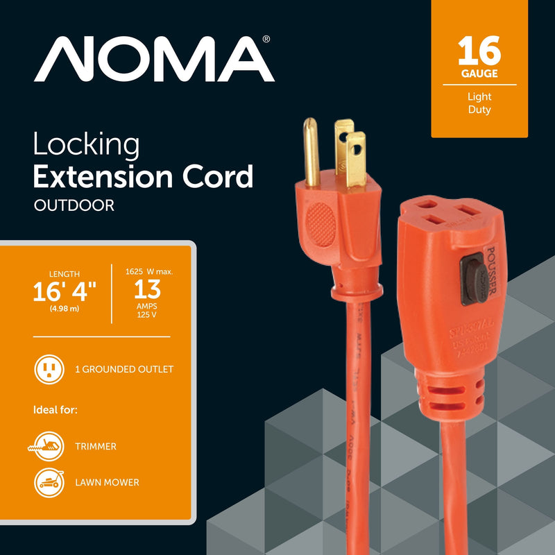 16/3 Outdoor Extension Cord with Grounded Outlet & Locking Connector, Orange C214