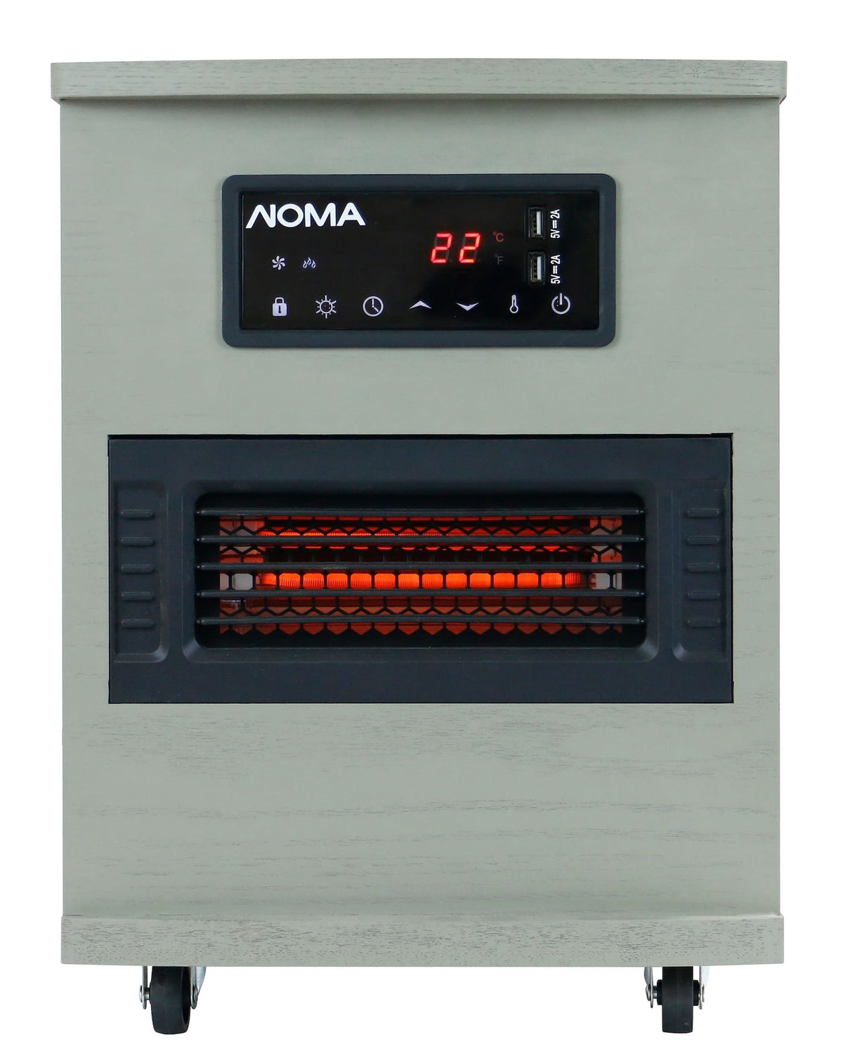 Ashwood Infrared Wood Cabinet Heater with Remote Control and Thermostat, Grey