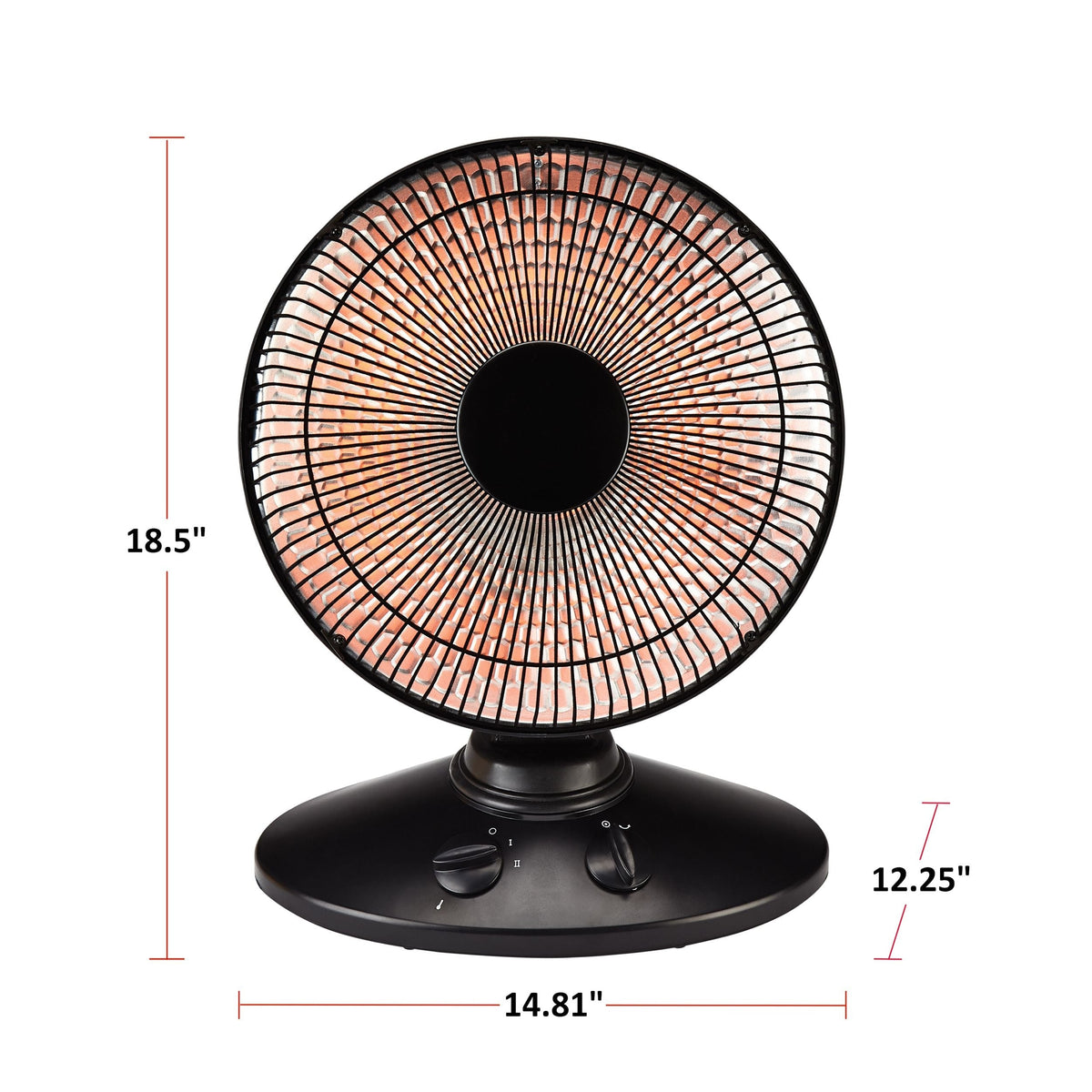 Oscillating Parabolic Dish Portable Radiant Electric Space Heater, 1000W, Black