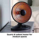 Oscillating Parabolic Dish Portable Radiant Electric Space Heater, 1000W, Black