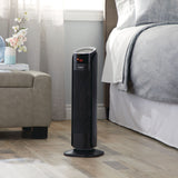 Oscillating Tower Ceramic Heater withRemote Control & Thermostat, 1500W, Black, 24-in