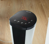 Oscillating Tower/Baseboard Heater withRemote Control & Thermostat, 1500W, White