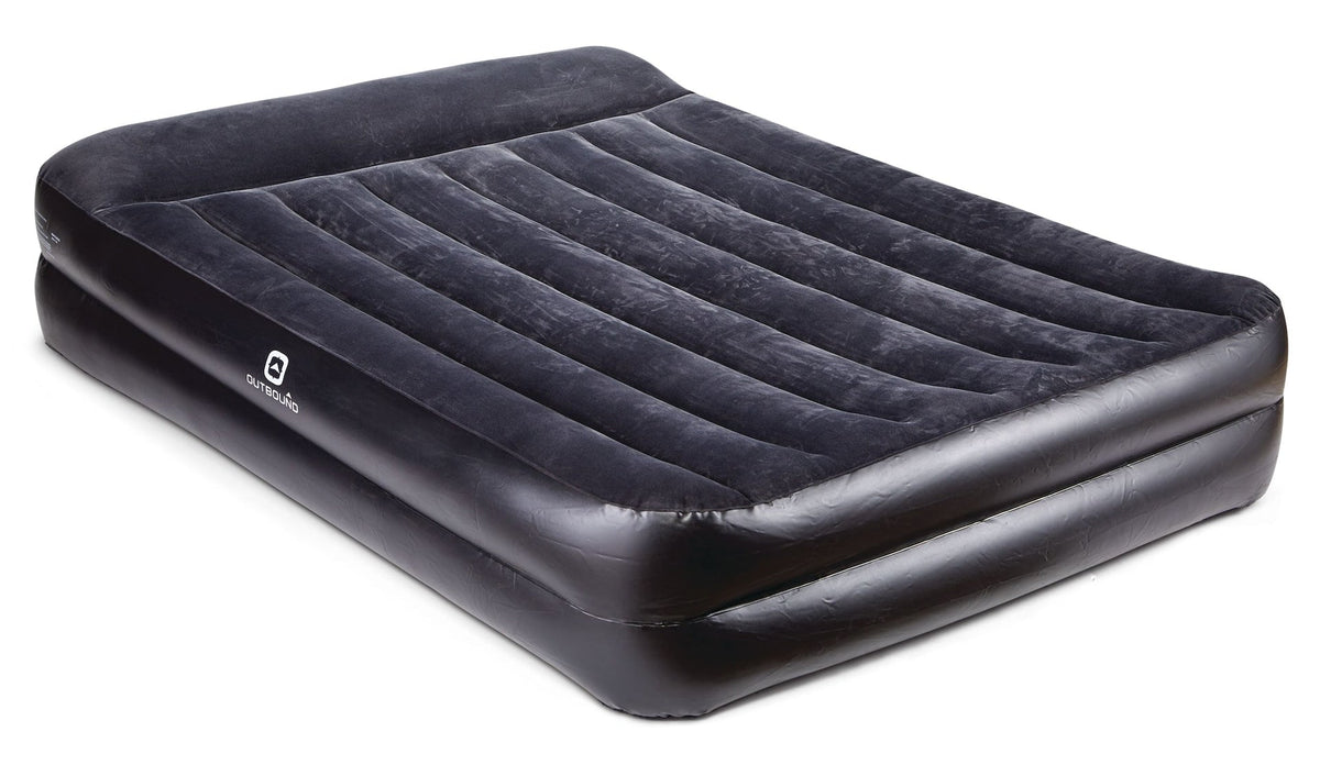 Outbound Queen Double-High Inflatable Air Mattress/Airbed with Built-In 120V Pump & Pillow